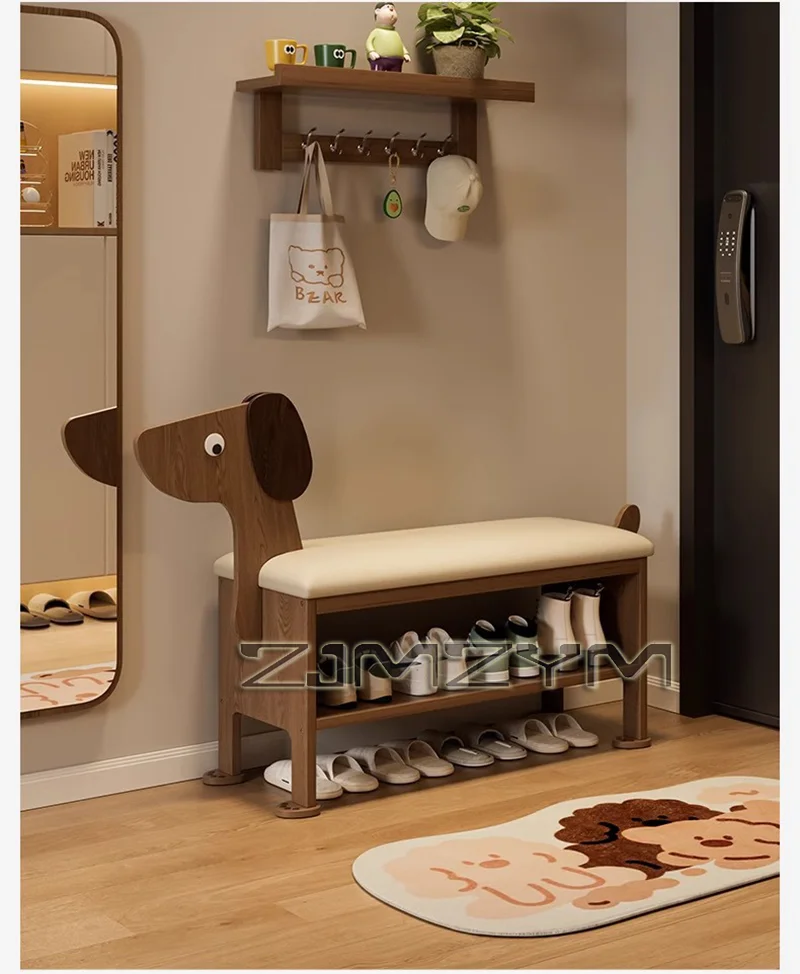 Realife خشب متين يجلس خزانة خذاء الكلب الأحذية تغيير البراز باب المنزل طويل البراز لطيف الحيوان السرير نهاية البراز الأثاث الإبداعي #3