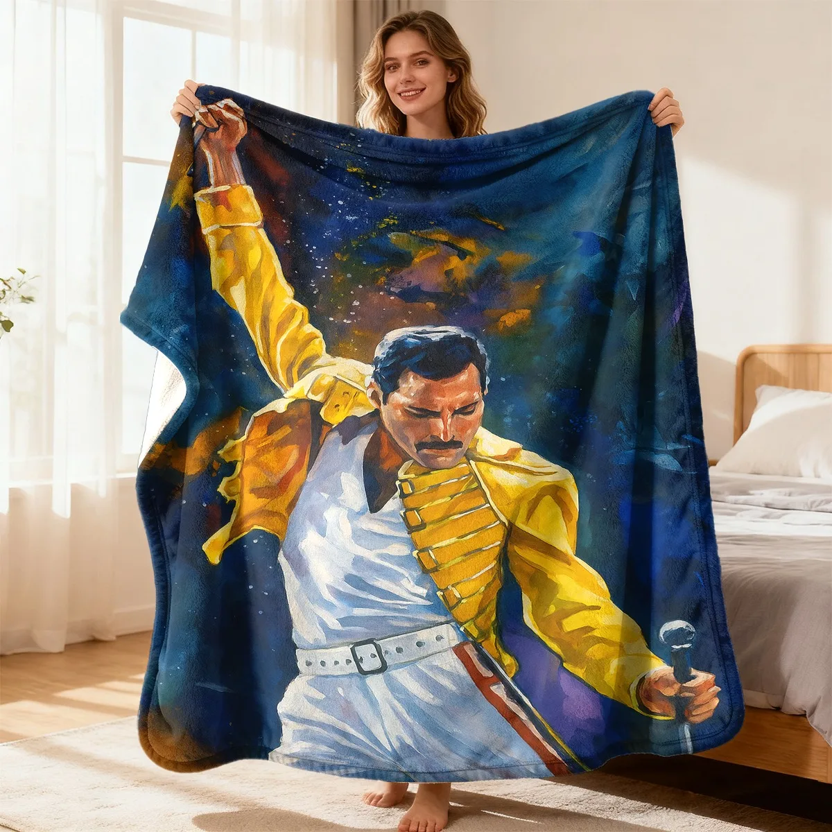 Customize Ultra-Soft Rock Band Music Throw Blanket Compatible for Guitar Hero & Rock Band Games - Cozy Flannel Bedspread for Cou