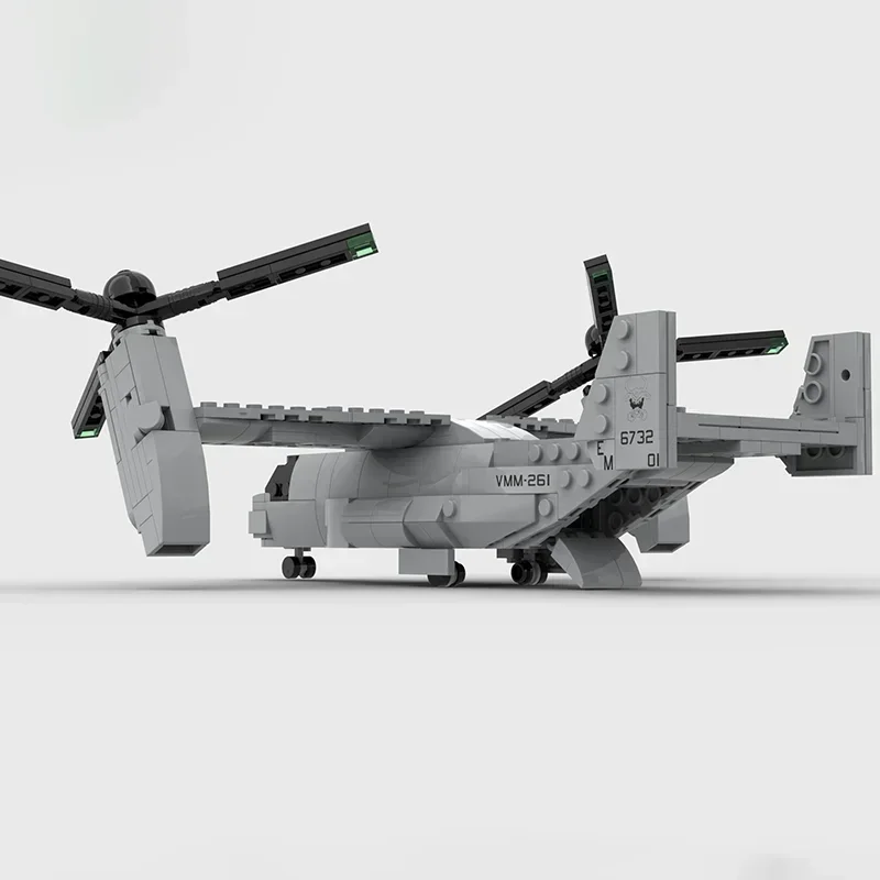 Moc-bloques de construcción de helicóptero Osprey, modelo militar 1:72 V-22, tecnología Modular, regalos, juguetes de Navidad, conjuntos de bricolaje, montaje