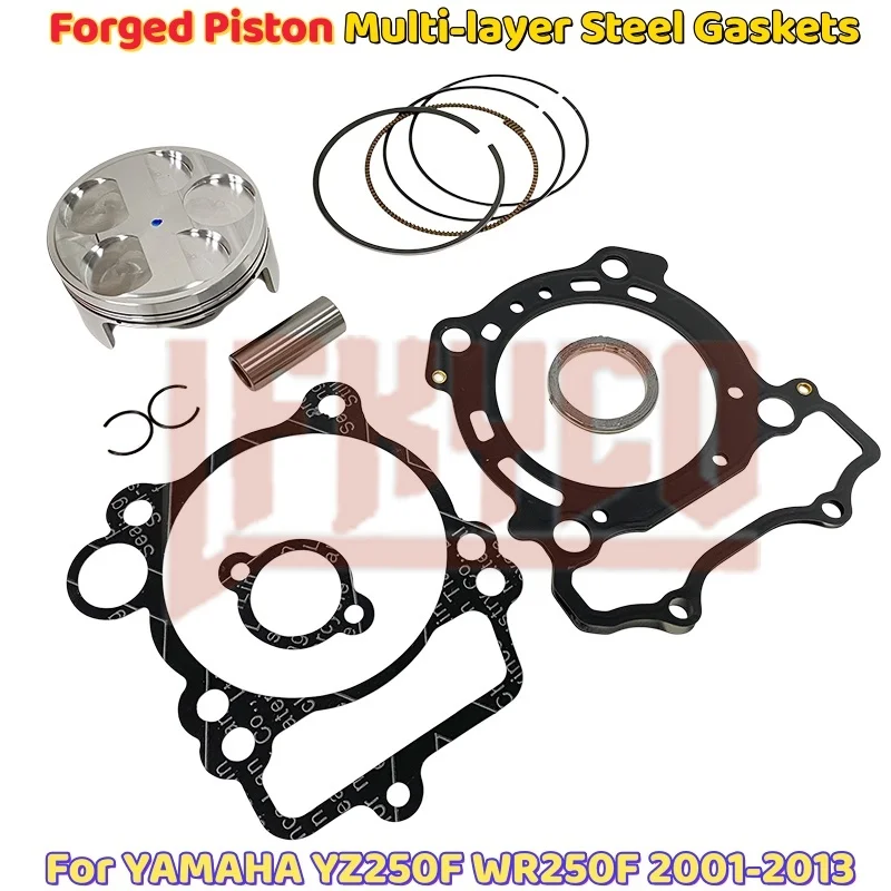 Motorcycle Engine 77mm Forged Piston Ring Pin 16mm Gasket Kit for 2001-2013 Yamaha YZ250F WR250F 5XC-11311-20-00 5NL-11631-20-00
