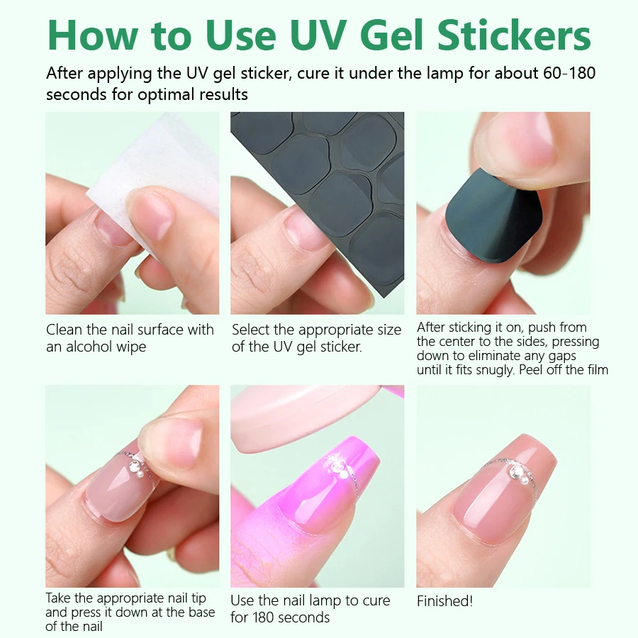 2 Stück ultradünne Gelee-Nagelaufkleber, solide Gel-Wraps, langlebig, zum Aufdrücken von Nägeln, Maniküre, falsche Nagelwickel – Detail 6
