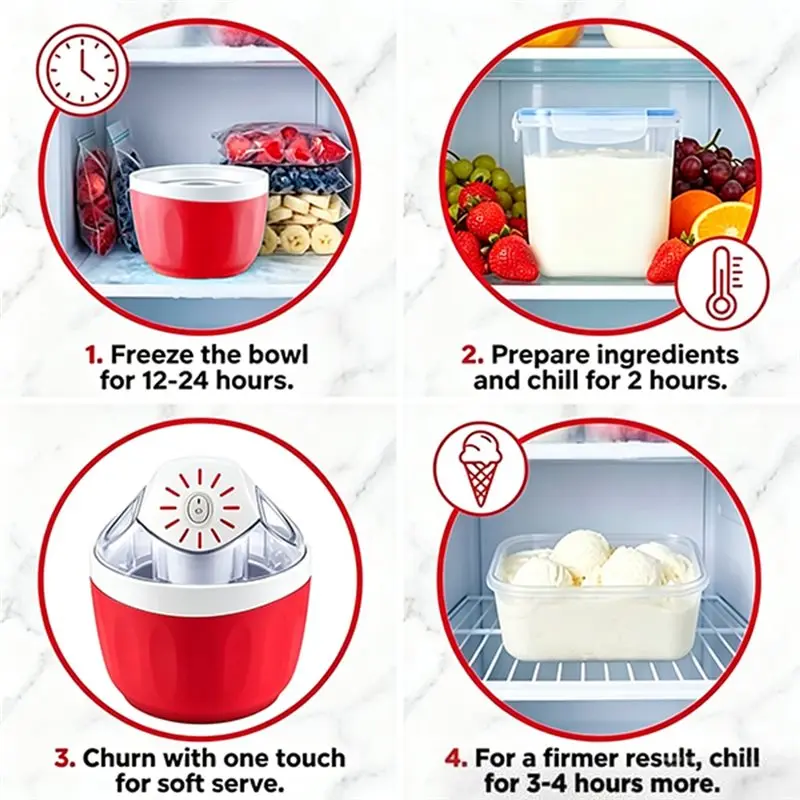 B83B-500ML Hot Ice Cream Maker Automatic Ice Cream Machine Sorbet Yogurt Gelato Dessert Maker For Home Kitchen Use EU Plug