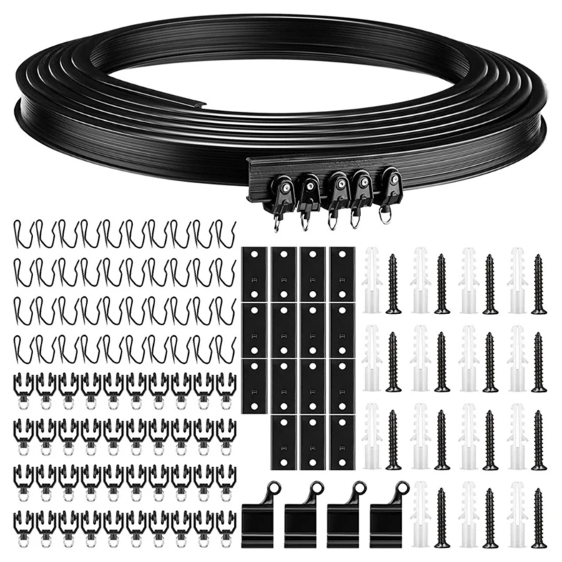 Flexible Ceiling Curtain Track Kit 5m Multipurpose Track Supplies Household for Shower Space Trailer Divider Tool DropShipping