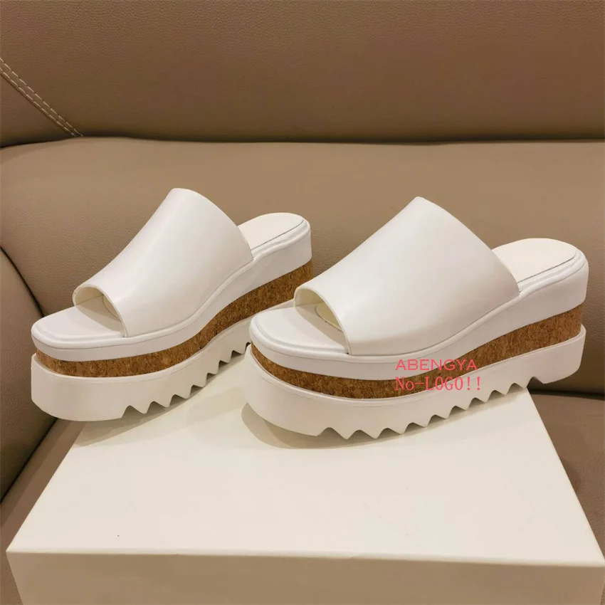 Summer New Black Leather Flat Slippers Women Open Toe Mules Dress Flat Slides Designer Casual Party Beach Walk Shoes For Women view 4