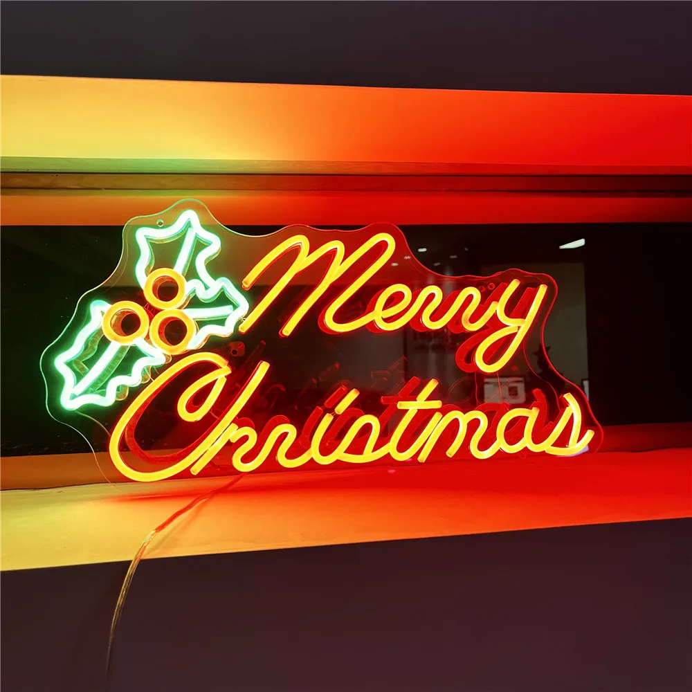 Feliz Natal LED Neon Sign, Luzes para Casa, Bar, Sala Decorações