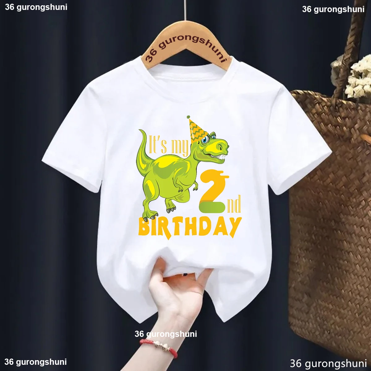 

My 2nd/3nd/4nd Birthday Dinosaur Dino Graphic Printed T Shirt Boys/Girls Kawaii Kids Clothes Birthday Gift Tshirt Summer T-Shirt