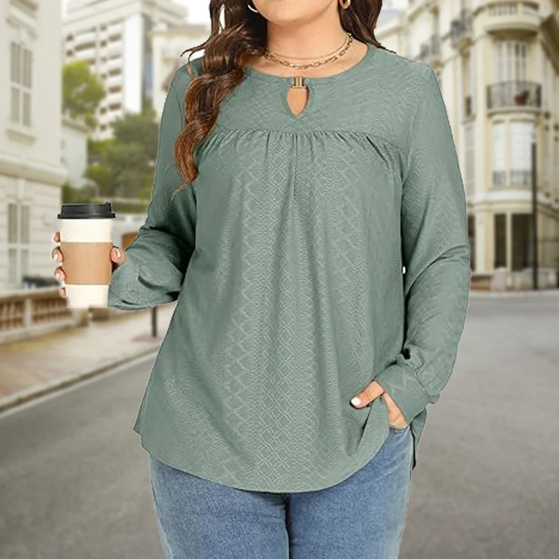 Popularne ubrania plus size z długim rękawem i kwiatowym nadrukiem na rok 2025 - modny top w dużych rozmiarach dla kobiet plus size