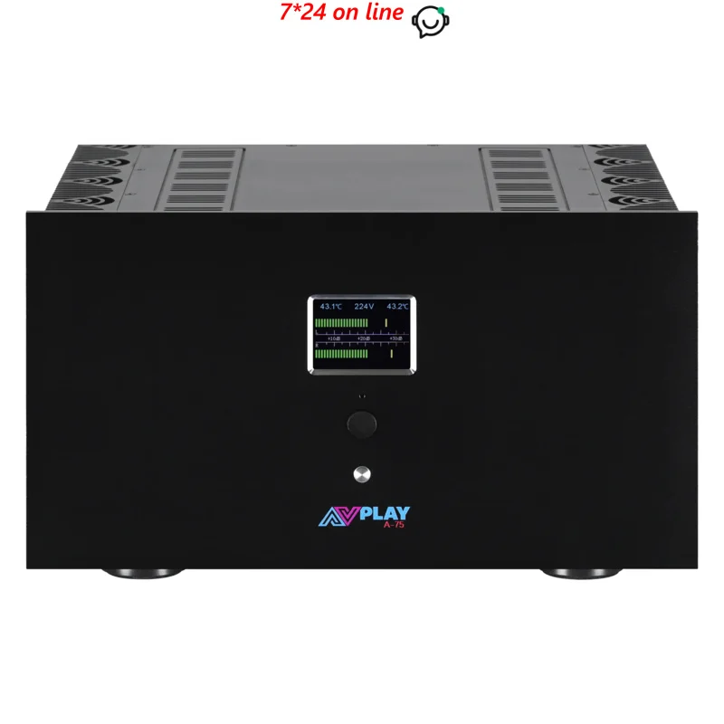 AVplay A-75 HIFI Class A 80~300W*2 Power Amp Amplifier Voltage Digital Temperature LCD Display Bridge 800W*1 A+B Output