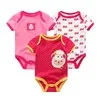 Clearance 3Pcs 9M Cartoon All Over Print Short Sleeve Summer Mesh Cotton Baby Girl Bodysuit Set