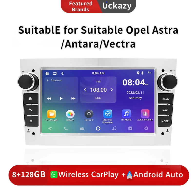 

Wireless Carplay AutoRadio Android 13 For Opel Astra H J 2004 Vectra Vauxhall Antara Zafira Corsa Vivaro Meriva Veda Stereo