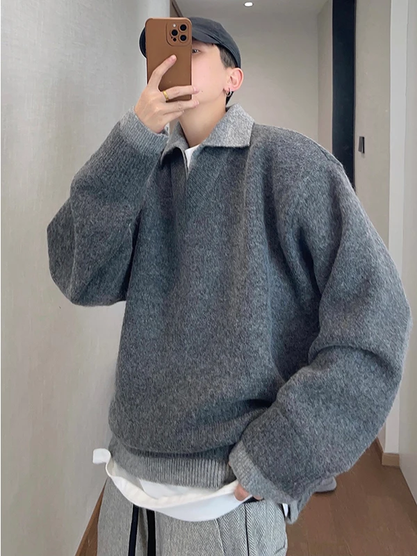 

Loose Fit V-Ne Knitwear Men's Autumn Winter Casual Sle Color Blo Sweater Jaet Comfortable Polyester Fiber Long Sve