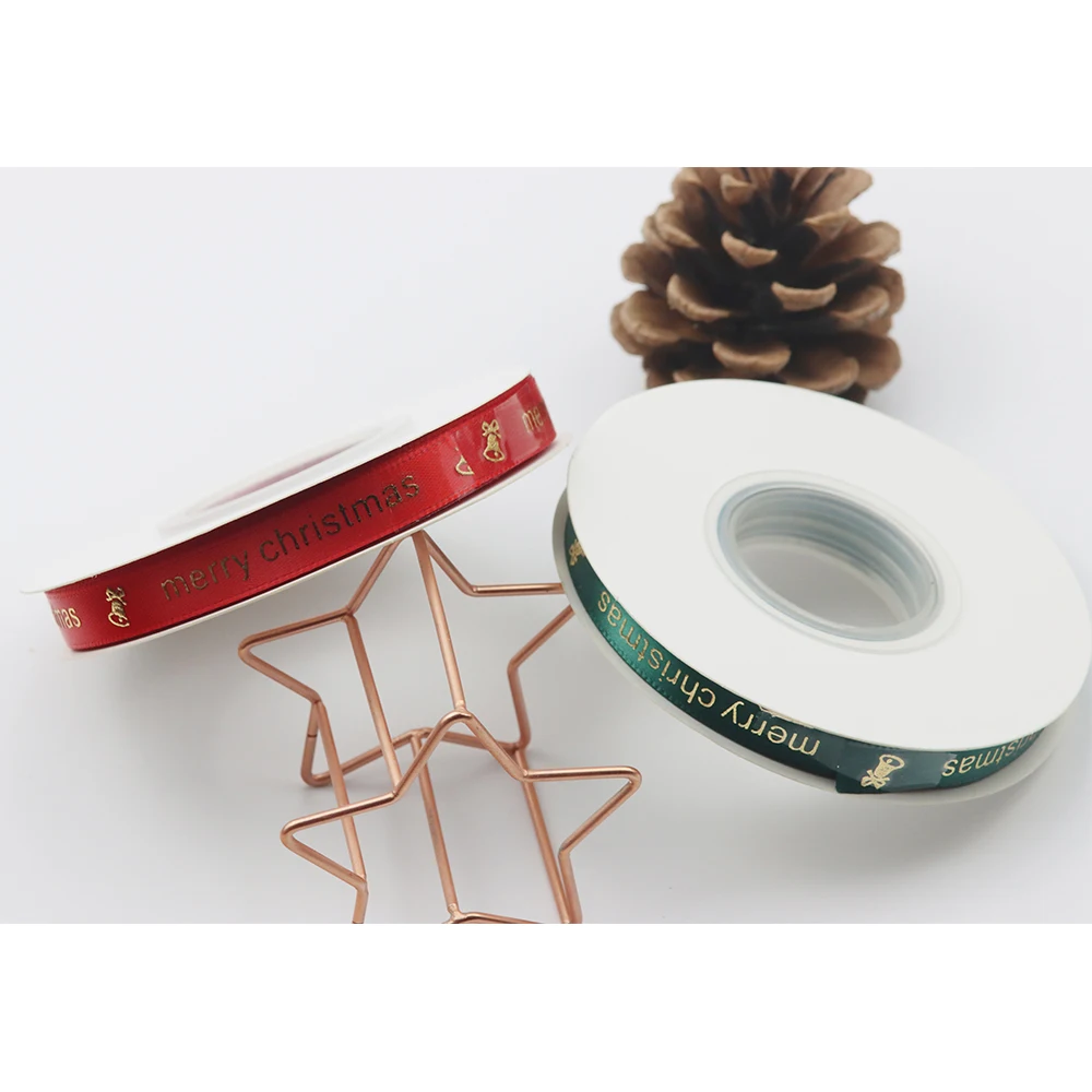 1CM 10M/Roll Christmas ribbon Red and green ribbon Christmas decoration Cake Gift Gift Box Binding decoration DIY