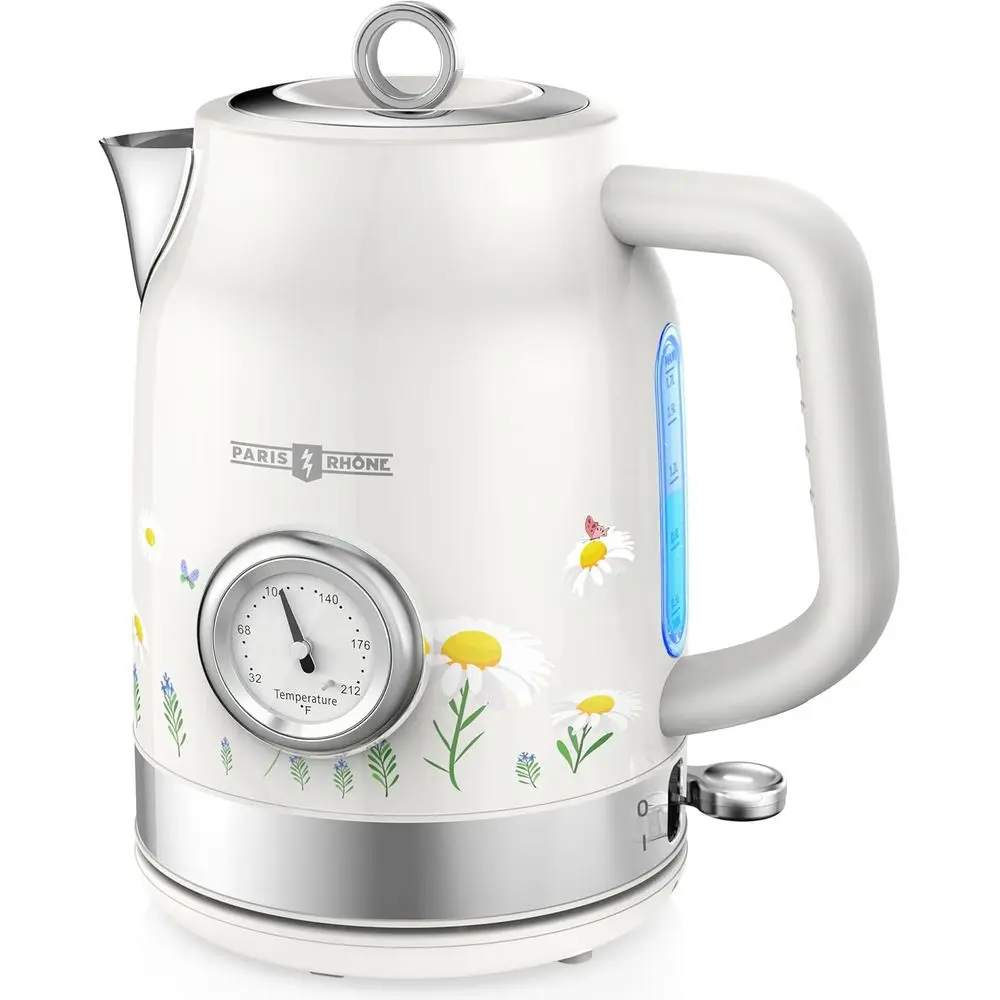 

1.7L Stainless Steel Electric Kettle with Thermometer, Fast Heating, LED Indicator, Auto-Off and Boil Dry Protection