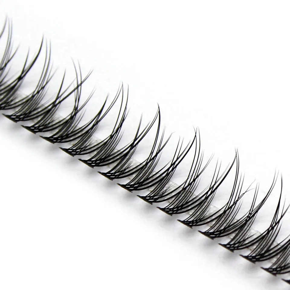 Extensiones de pestañas DIY agrupadas, segmentadas en cola de milano, volumen 3D, esponjosas, naturales, postizas, paquete individual 3