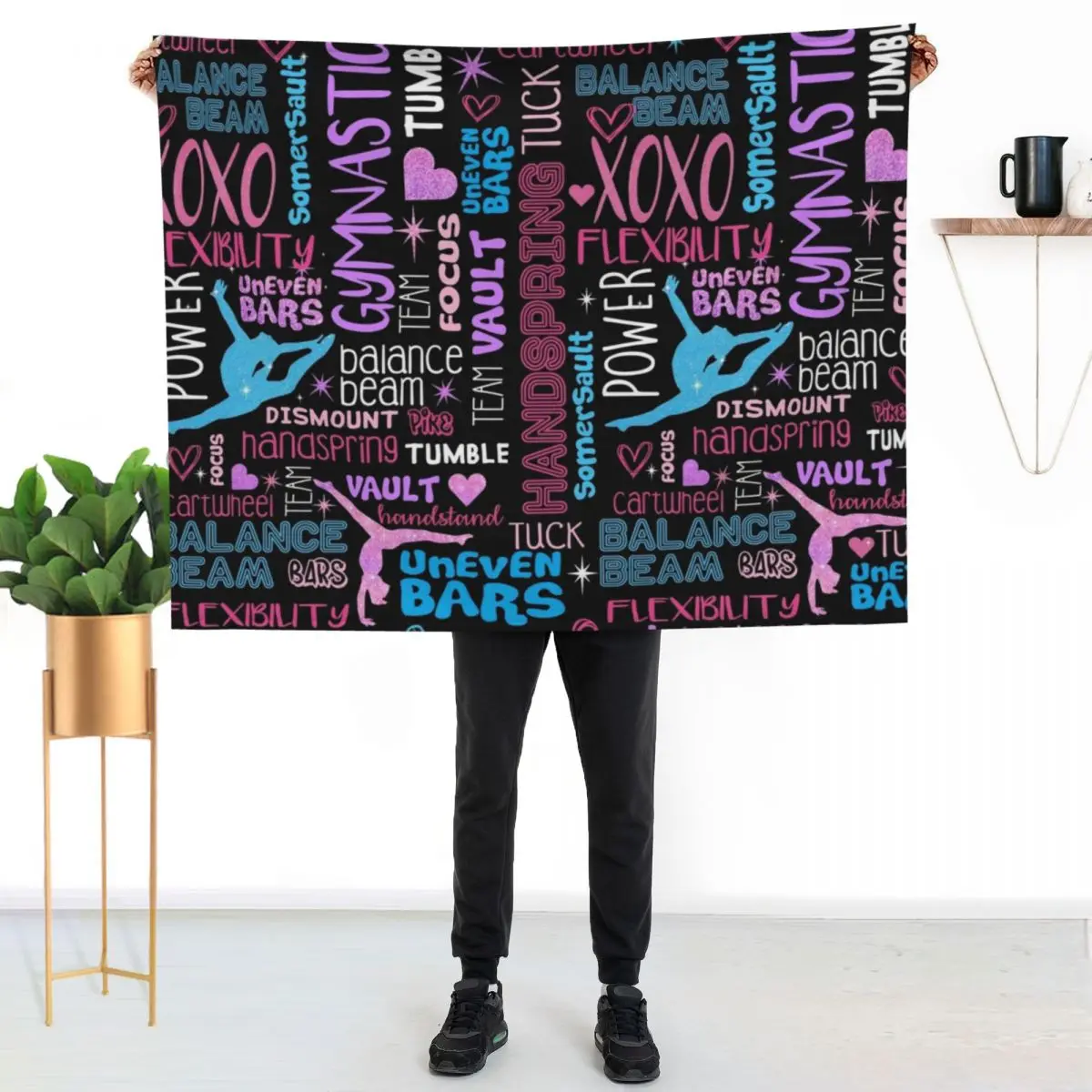 I love Gymnastics Throw Blanket warm winter Soft Plaid Beautifuls Weighted Sleeping Bag Flannel Blankets