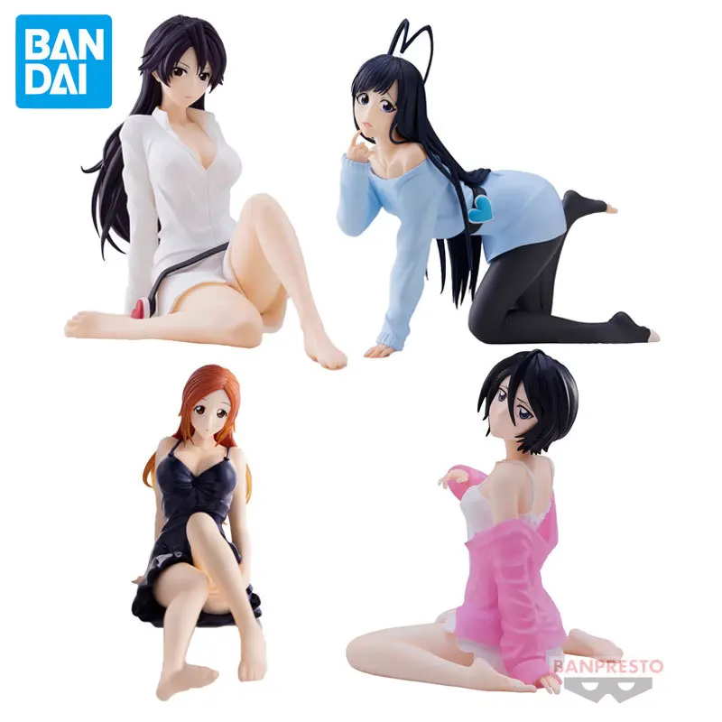 BANDAI BLEACH Relaxation Moment Bambietta Giselle Inoue Orihime Shihouin Yoruichi Kuchiki Rukia Genuine Action Figure Model Toy