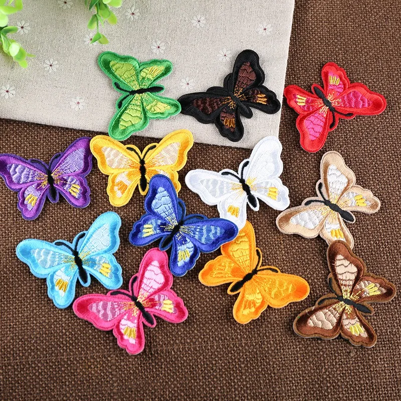 Cute Butterfly Needlework Fusible Patch Iron-On Thermal Stickers For Kids Clothes Stitch Stuff Embroidered Applications Sewing