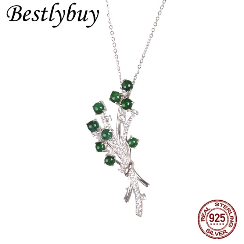 

Новый серебряный женский натуральный нефрит S925, простой стиль, вечернее платье, брошь/кулон, два стиля ношения