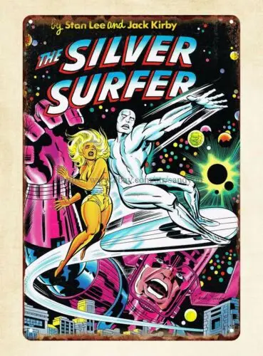 interiors design 1960s silver surfer  comics   metal tin sign