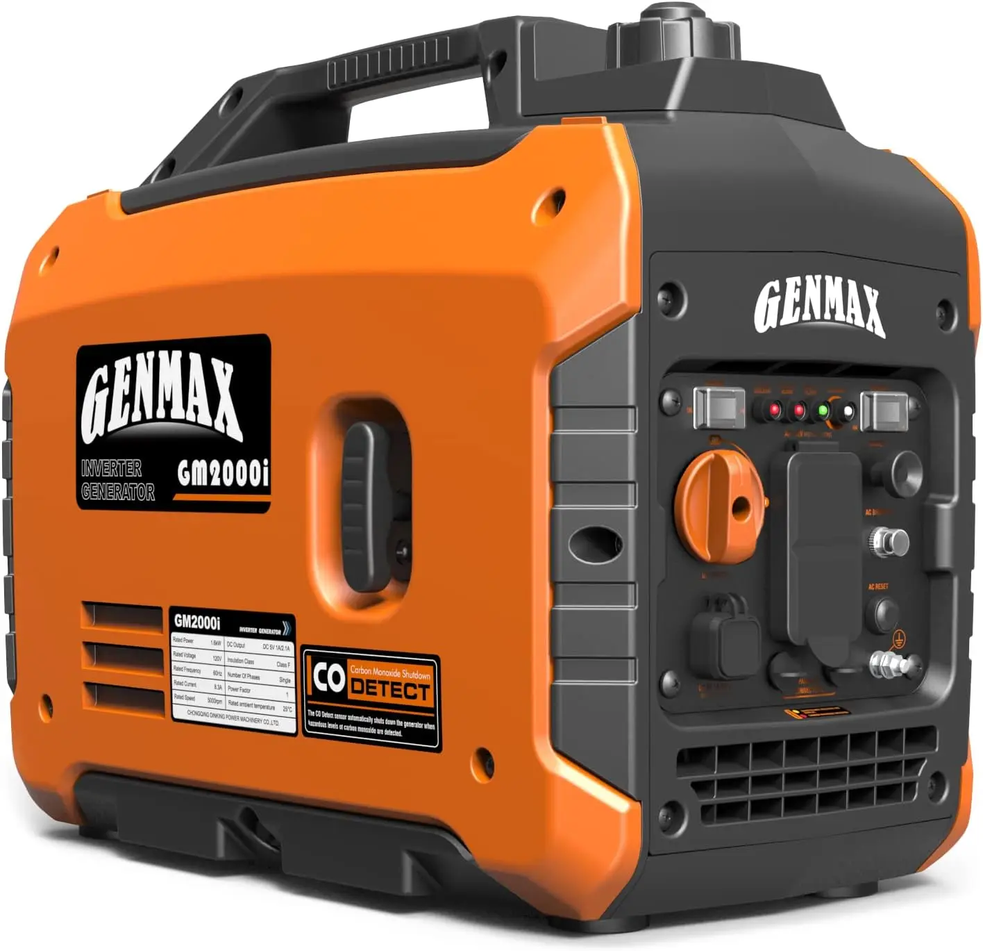 Genmax Draagbare Generator, 2000W Ultra Stille Gasmotor, Epa Compliant, Eco Mode Functie, Ultra Licht,