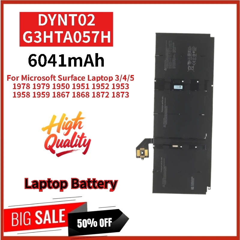 

High Quality Laptop Battery DYNT02 G3HTA057H For Microsoft Surface Laptop 3/4/5 1979 1950 1951 1952 1953 1958 1978 1867 1868