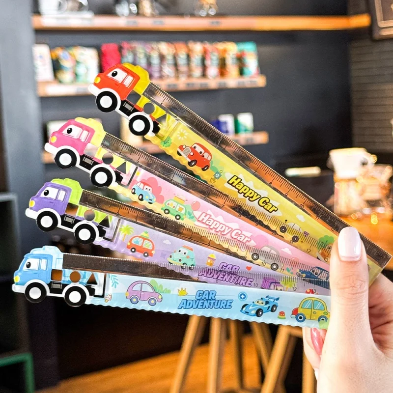 40pcs-lot-cartoon-car-ruler-cute-bookmark-measuring-drawing-tool-promotional-gift-school-supplies