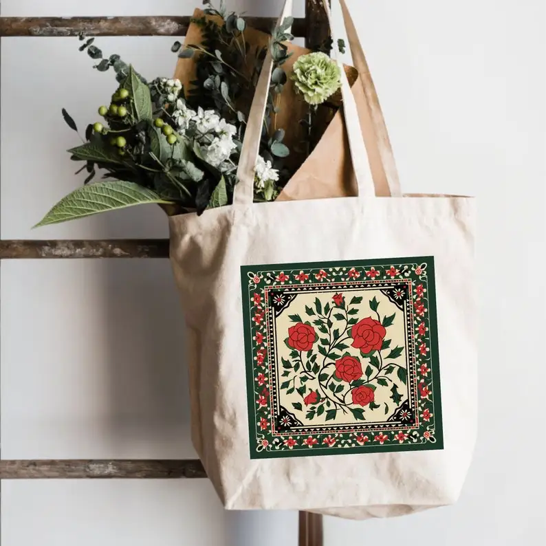 Afbeelding 5: Traditioneel Palestina-kunstwerk - Tote Bag van natuurlijk canvas