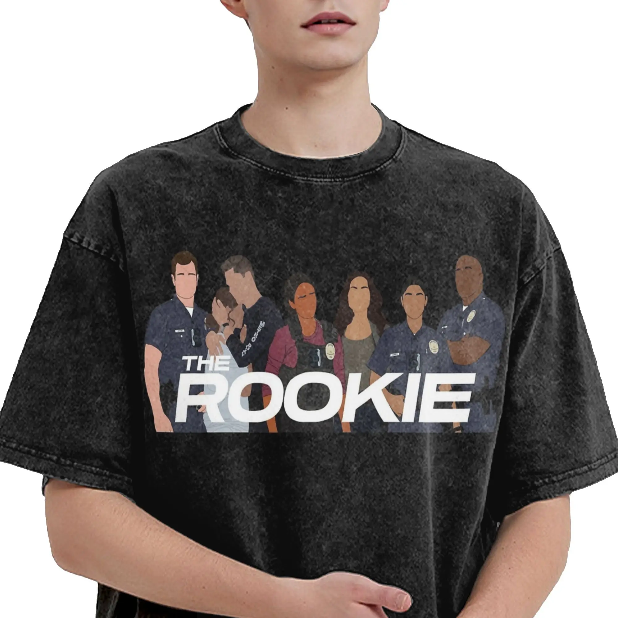 تي شيرت مغسول The Rookie Cast الموسم 7 برنامج تلفزيوني الهيب هوب تي شيرت كبير الحجم ملابس الشارع الشهير مطبوعة تي شيرت للرجال والنساء