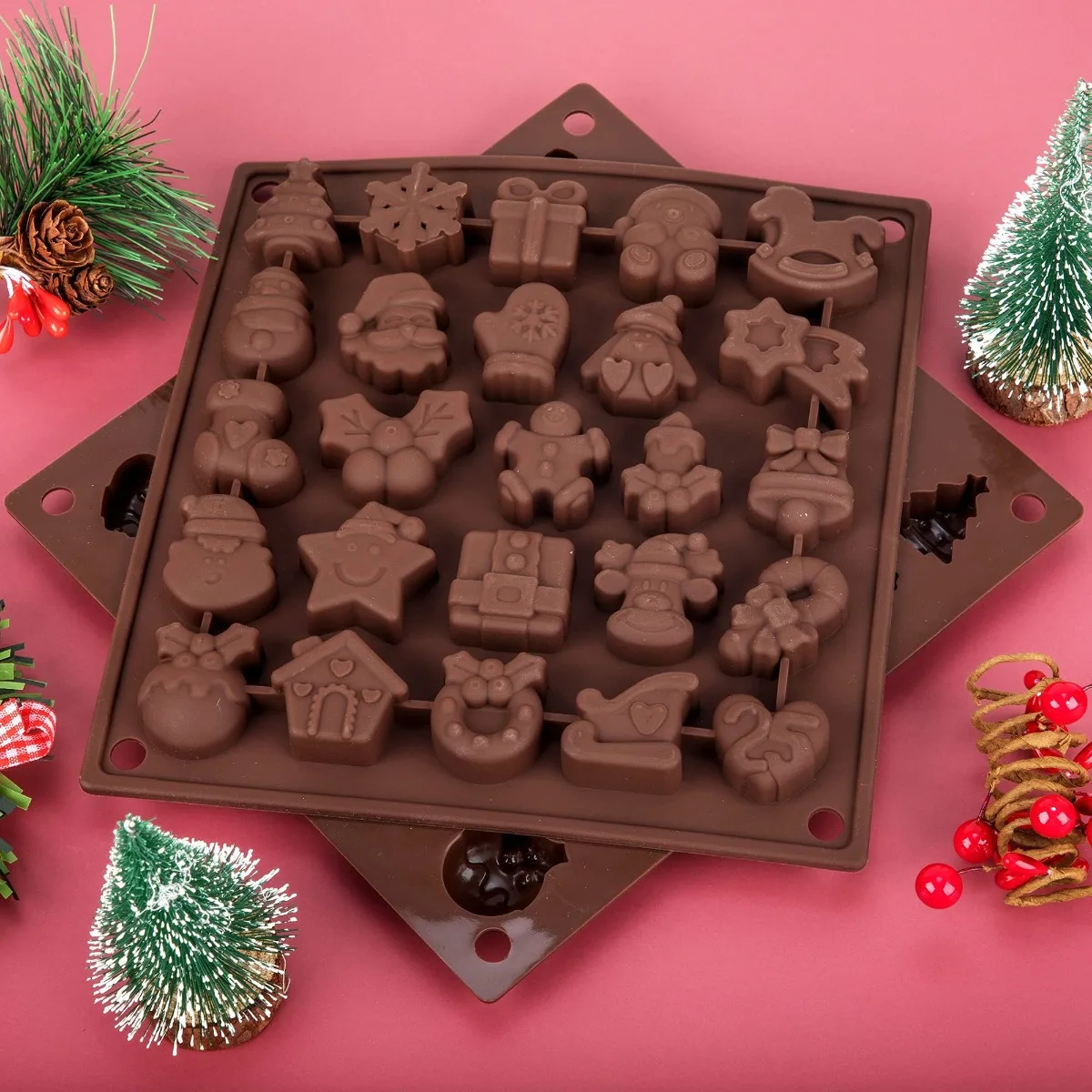 1-Piece Christmas Silicone Mold Candy Chocolate Cake Baking Mold for Gingerbread Candy Biscuit Cake Ice DIY Production