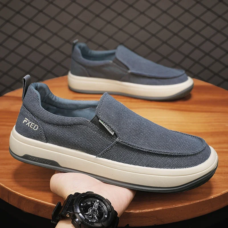 2024 Summer Men Breathable Casual Canvas Shoes Comfort Slip-on Loafer Soft Penny for Men Lightweight Driving Boat Shoes Loafers