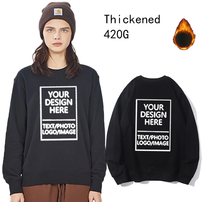 Women's fleece 420g thick hoodie with personalized printing. Soft and warm. Suitable for running, skiing and daily wear.