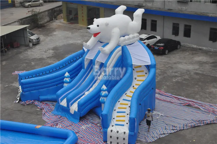 Custom Kid Party Game Family Toy Hot Sale Inflatable Water Slide Into Pool Water Park Pool