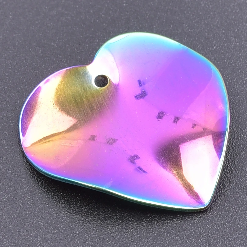 8pcs/Lot Rainbow Heart Charm Stainless Steel Charms For Jewelry Making Supplies Round Triangle Mixed Geometric Pendant Findings