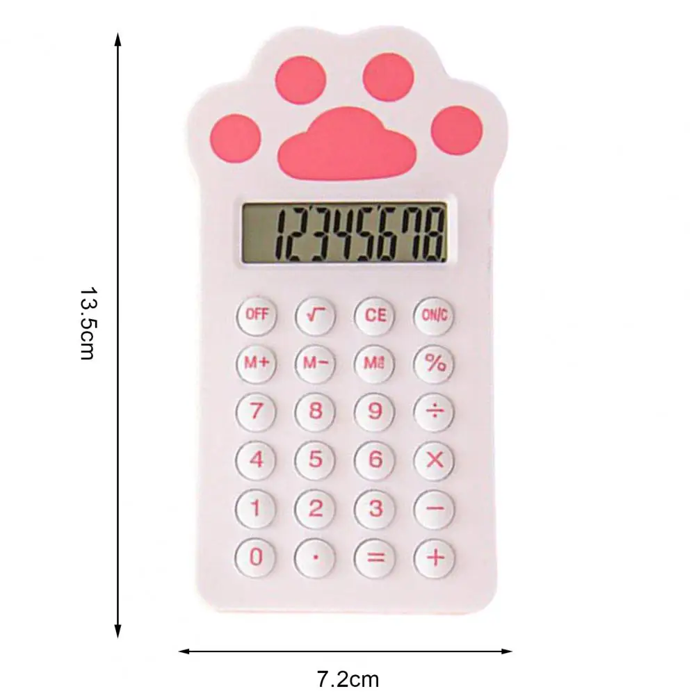 Calculadora portátil Mini Cartoon, cenoura, morango, gato, forma de pata, escola, material de escritório