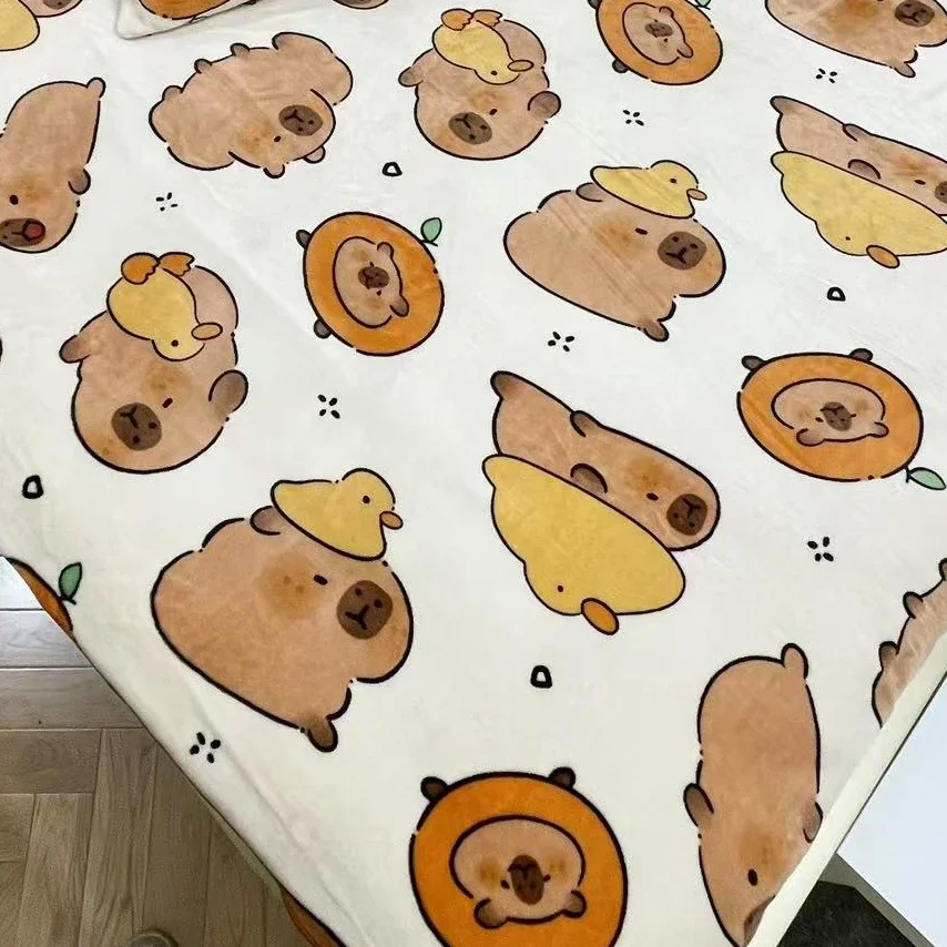 

Comfortable Capybara Warm Blanket Capibaras Capibala Print Pattern Flannel Blanket Sofa Bedroom Blanket Pillowcase Bedspread