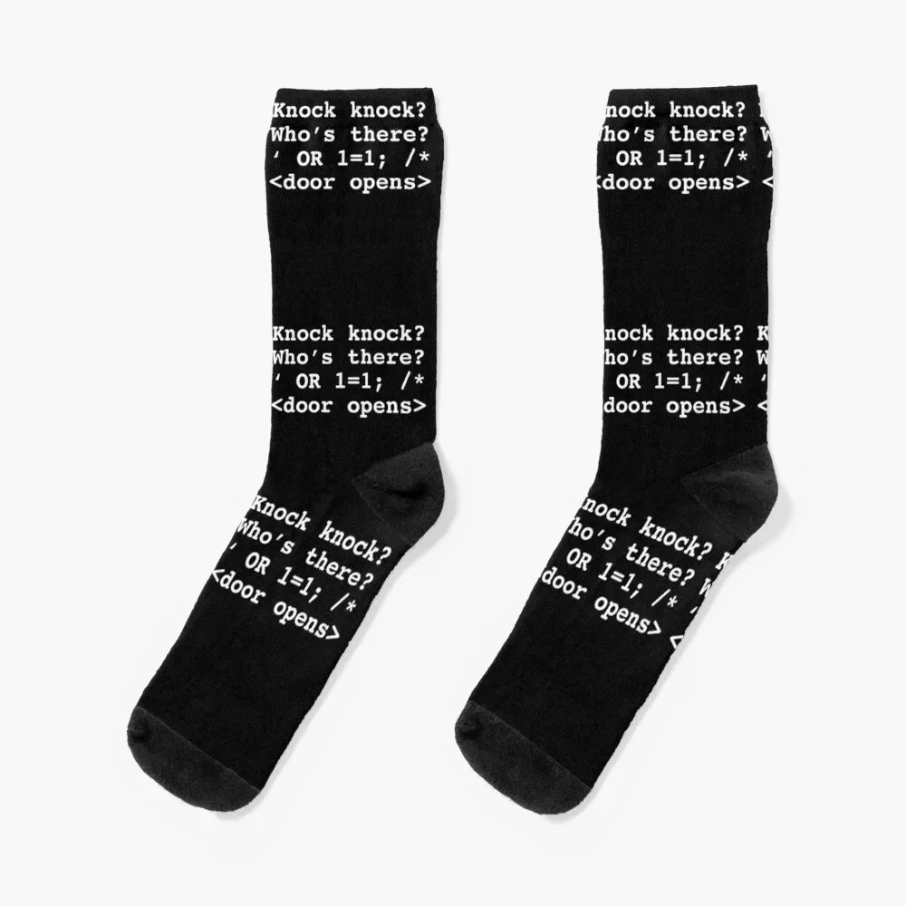 Funny Programmer graphic Programming Injection Knock Knock design Socks Christmas aesthetic Men's Socks Luxury Women's