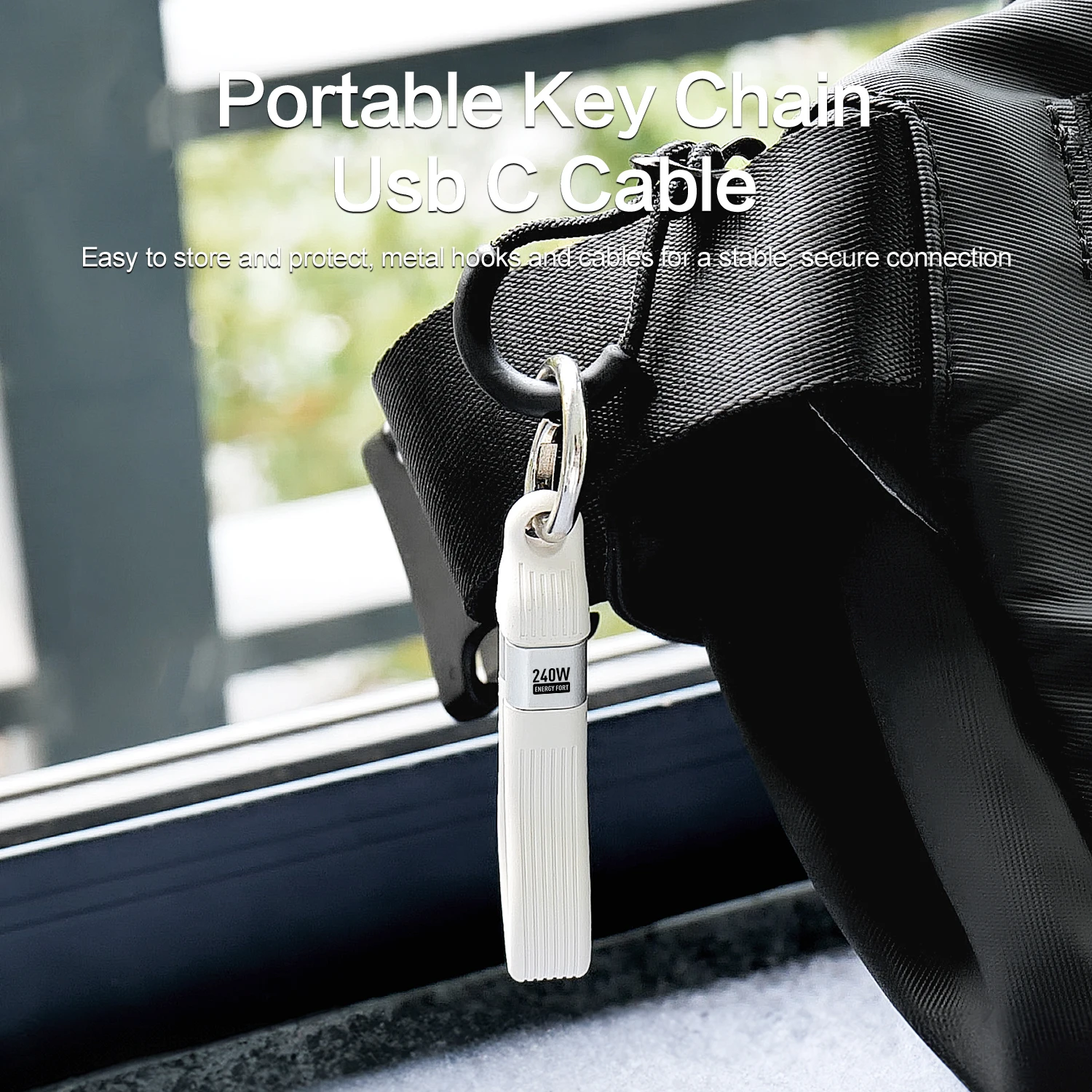 USB 4 Cable Portable Keychain 240W USB C Charging Cable 40Gbps Data Transfer Thunderbolt 4/3 8K@60Hz Video Display for IPhone17