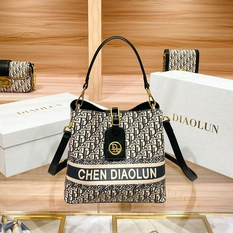 Famous Designer Luxury Brand Embroidery Shoulder Messenger Bags High Quality Large Capacity Bucket Bags Women Purse And Handbags