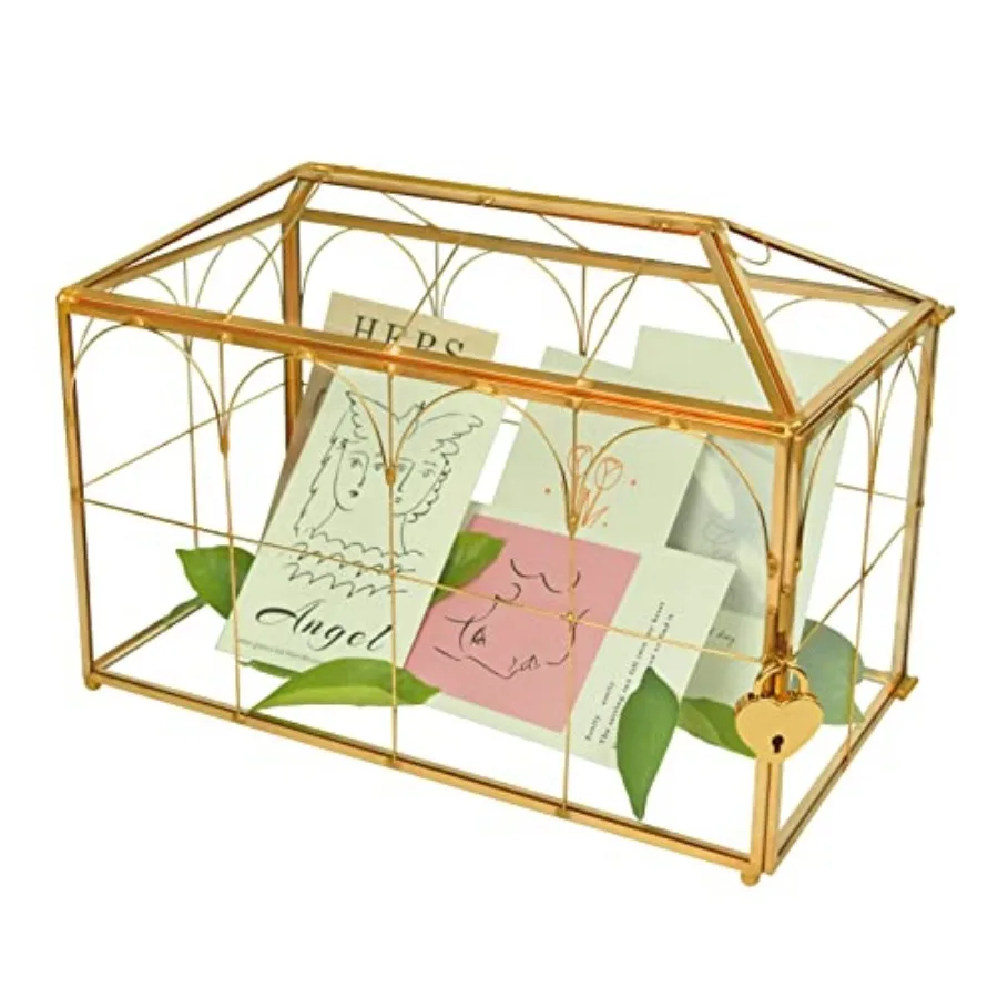 

12.6x5.9x9.0inch Wedding Glass Card Box and Slot - Envelope Card Holder for Reception Handmade Decorative Box, Party Centerpiec