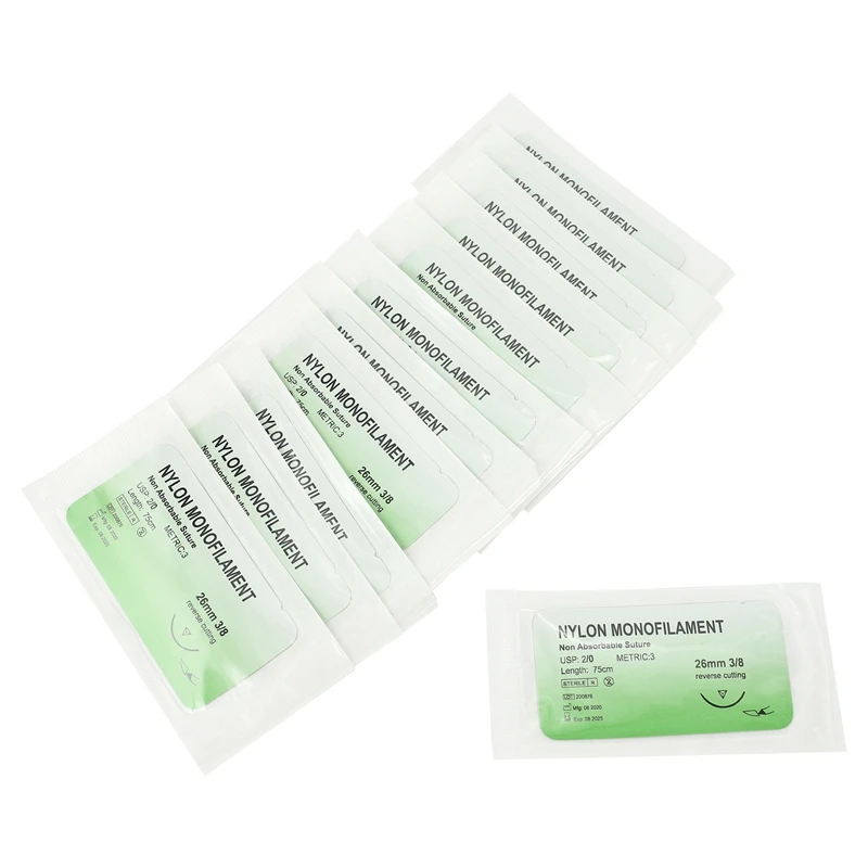 24 pezzi sutura ad ago Nylon monofilamento filo sutura pratica Kit 2/0