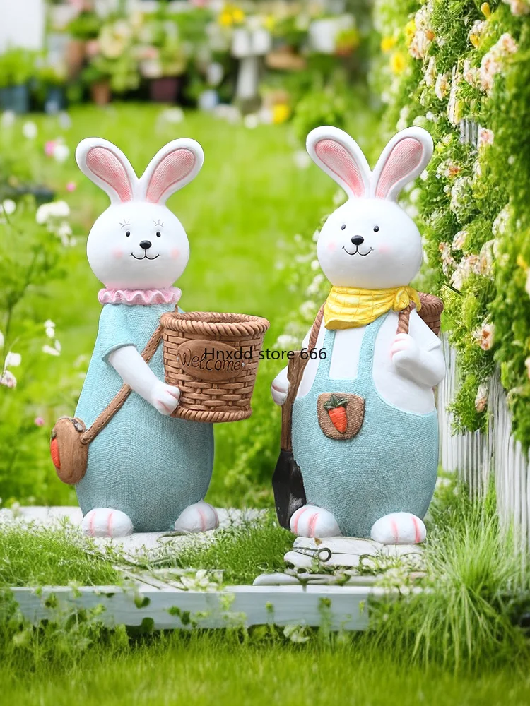 Outdoor animal flower pot rabbit ornament has a large floor.