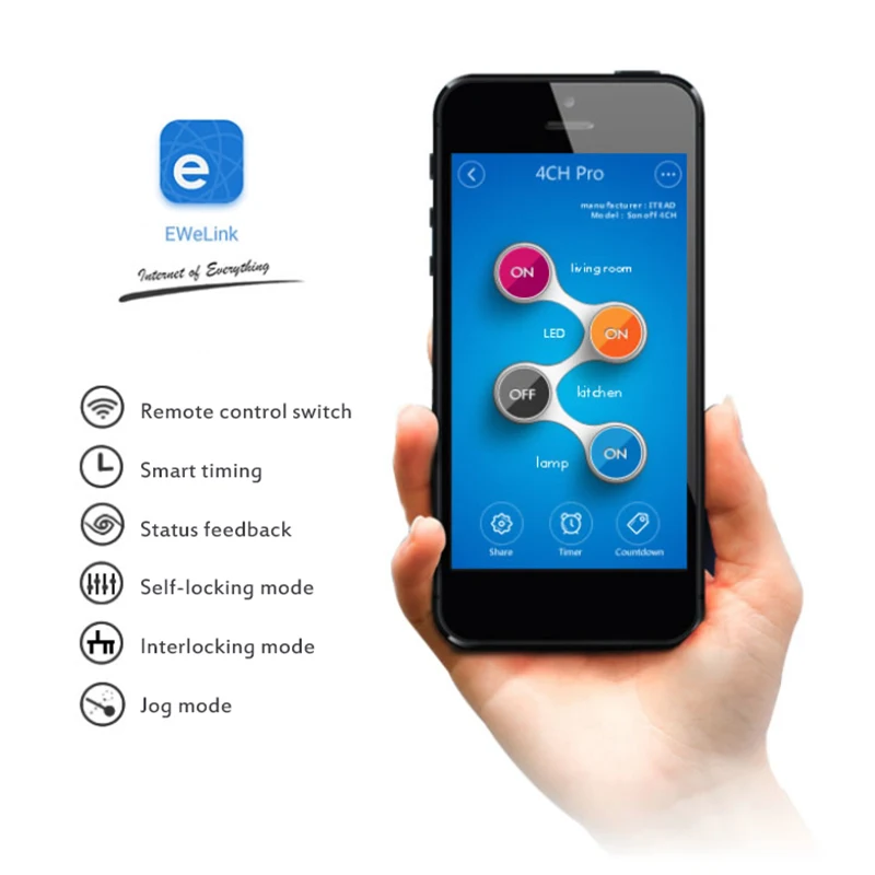 SONOFF 4CH R3/4CH PRO R3 Smart WiFi Switch 4 Gang Wireless Switch Conto alla rovesciaTiming Telecomando Home Automation tramite APP Ewelink