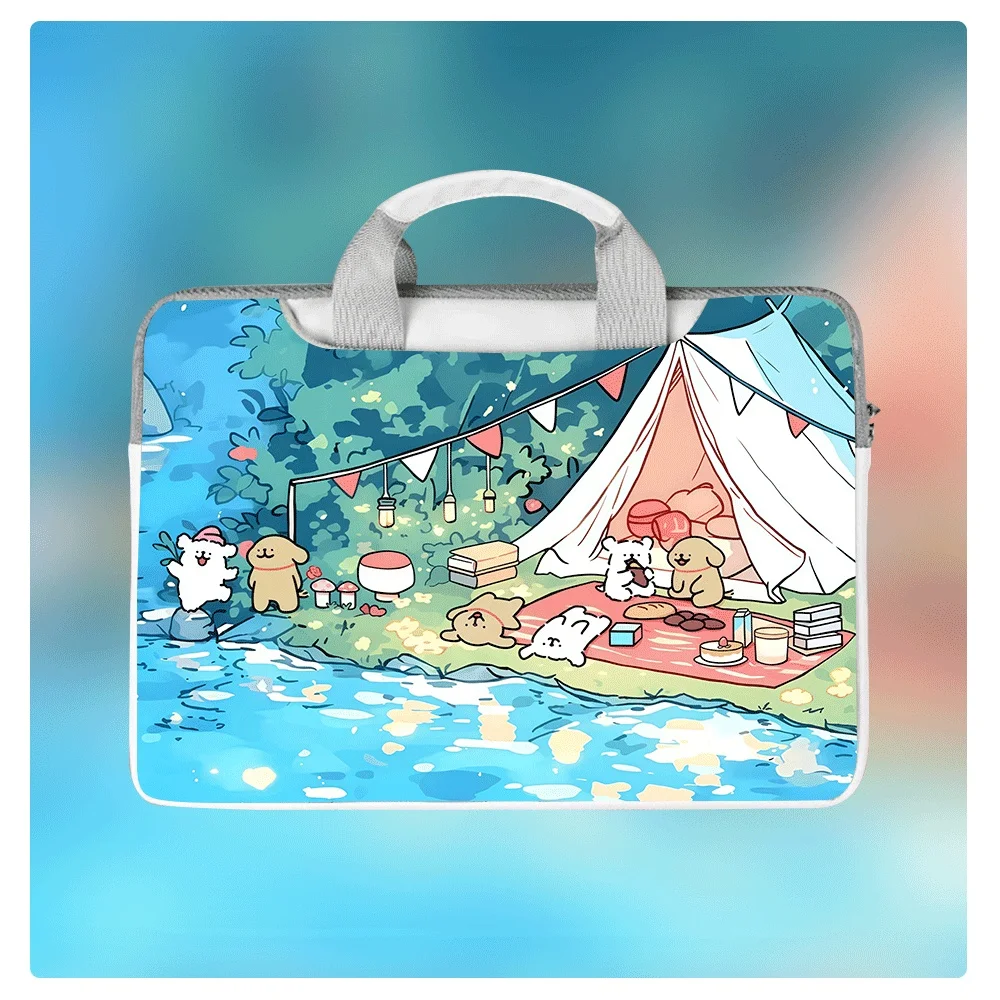 Kawaii Dog Pattern Laptop Bag Waterproof and Shockproof 13 14 15.6 Inch Suitable for All Laptops Tablet Case Large Capacity Gift
