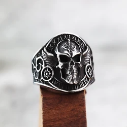 European and American Style Personalized Nordic Viking Fashion Skull Compass Domineering Men's Ring Jewelry