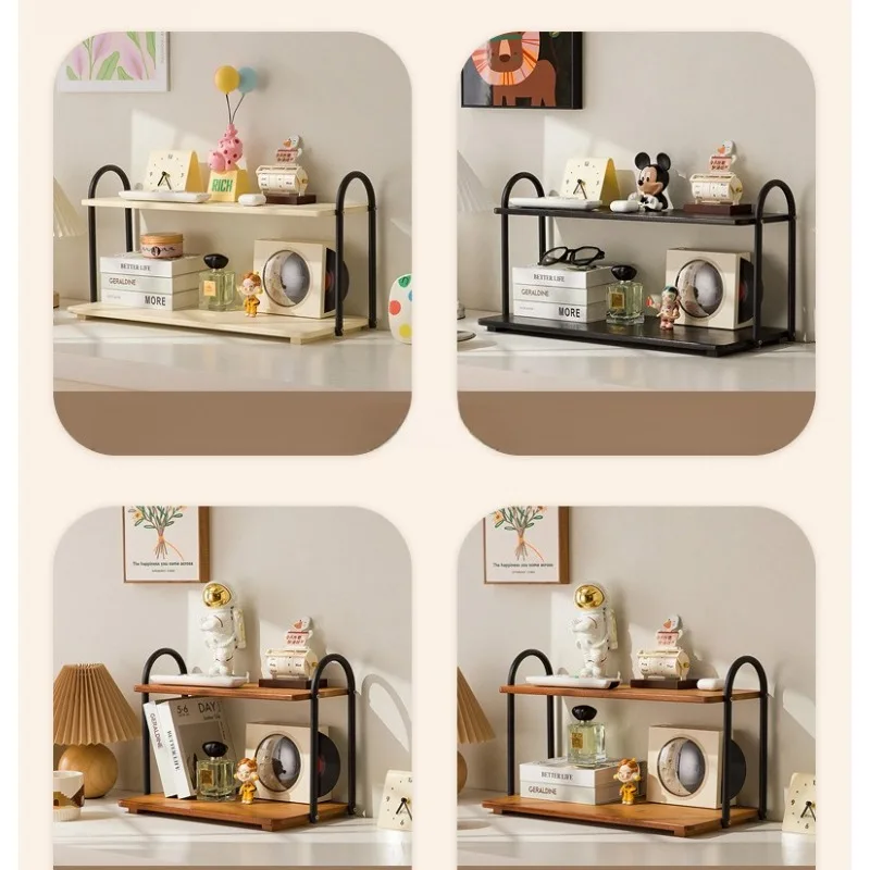 رف كتب ريترو لسطح المكتب، رف كتب صغير بسيط متعدد الطبقات لتخزين المكاتب المنزلية ورف تنظيم أثاث غرفة المعيشة