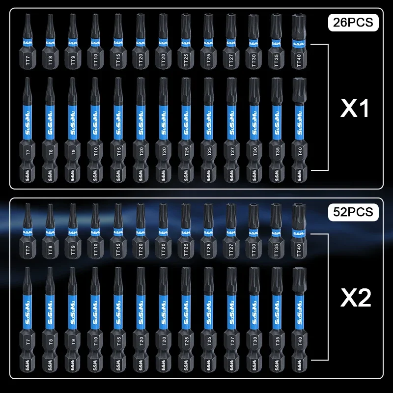 26Pcs Hex Head Wrench Drill Bit Imperial Impact Hex Head Screwdriver Bit Set S2 Alloy Steel Hex Shank Hex Bit Hand Tools