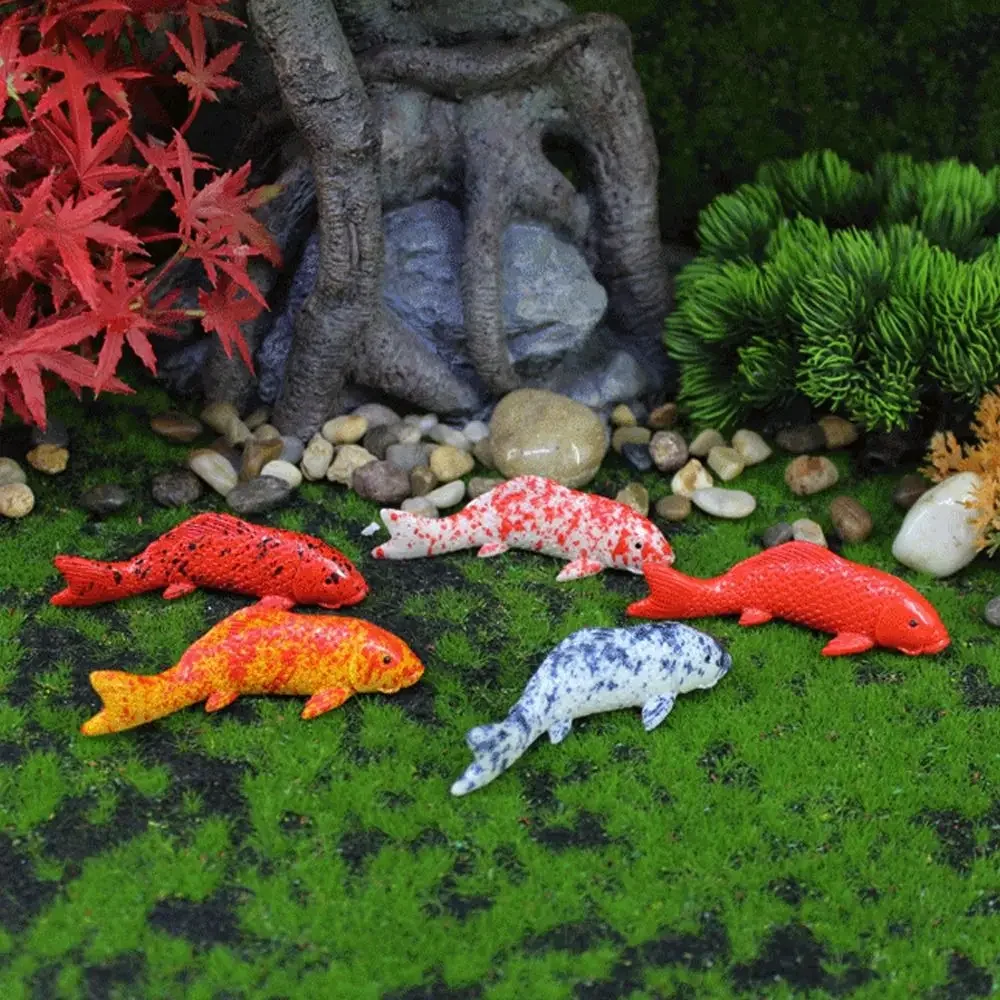 Kids Gift Cartoon Mini Koi Fish Ornament Resin Crafts Simulation Carp Figurines Cute DIY Small Fish Statue Aquarium