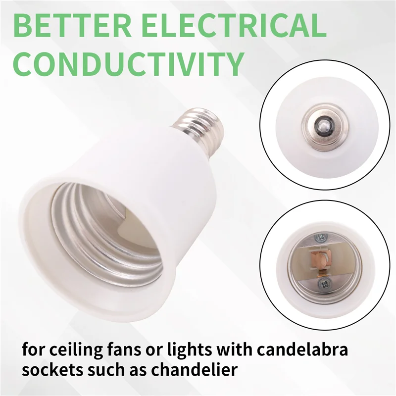 

2025 Trend 12 Pack E12 To E26 Adapter E12 Light Socket To Medium Base E26 E27 Converter Light Socket Adapter Chandelier Socket