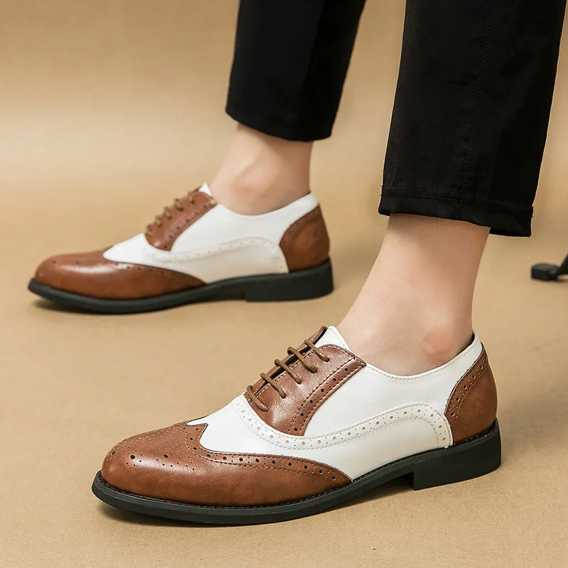 

New Handmade Mens Wingtip Oxford Shoes Leather Brogue Men's Dress Shoes Classic Business Formal Shoes for Men Zapatillas Hombre