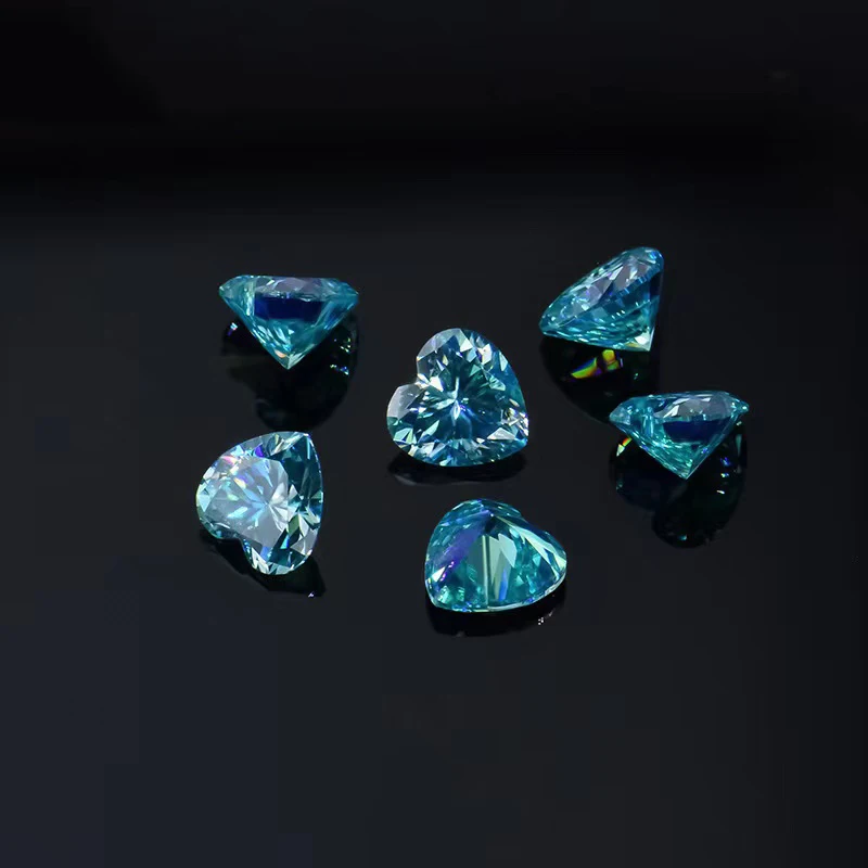 

Sea Blue Color VVS1 Heart Cut Moissanite Loose Stones Diamond Test Pass Synthesis Moissanite Gemstone for Diy Jewelry Making